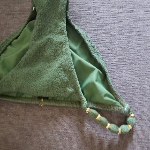 ViX Women's Green Firenze Liz Triangle top 2 Piece Seersucker bikini size M/XS - Picture 7 of 14